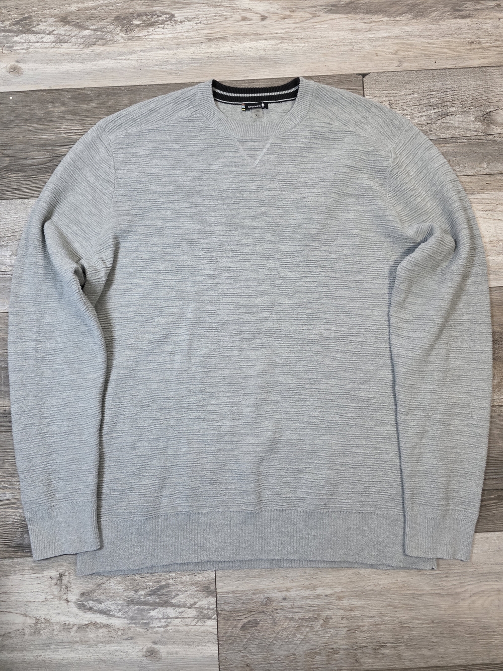 Smartwool Mens Brookline Crewneck Wool Blend Textured Vertical Rib Sweater Sz XL